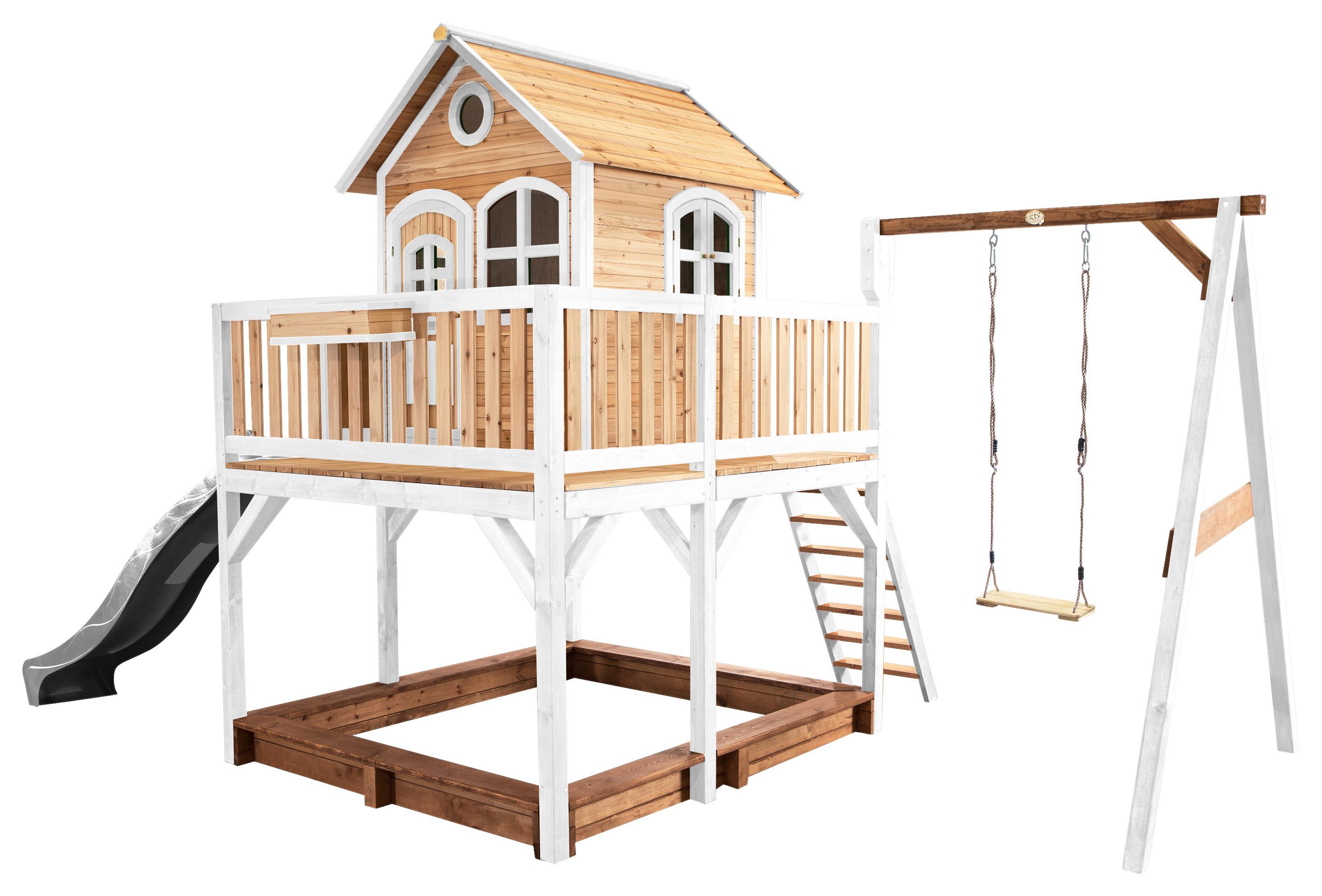 Spielturm A030.152.81 - Braun/Weiß, KONVENTIONELL, Holz/Kunststoff (541/291/277cm) - Ambia Garden