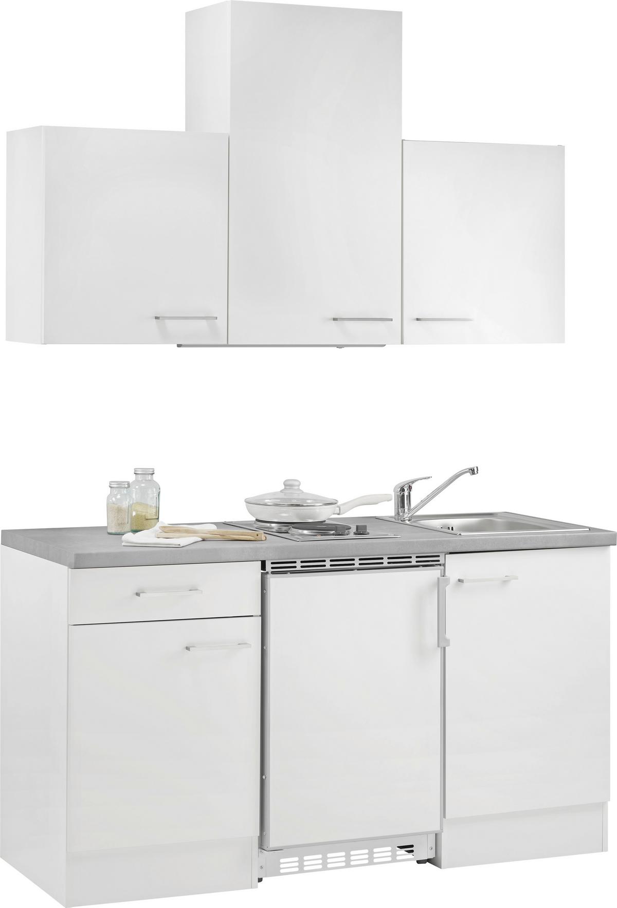 Minikuchyně NEO včetně spotřebičův a dřezu - bílá, Moderní, kompozitní dřevo (150cm) - FlexWell