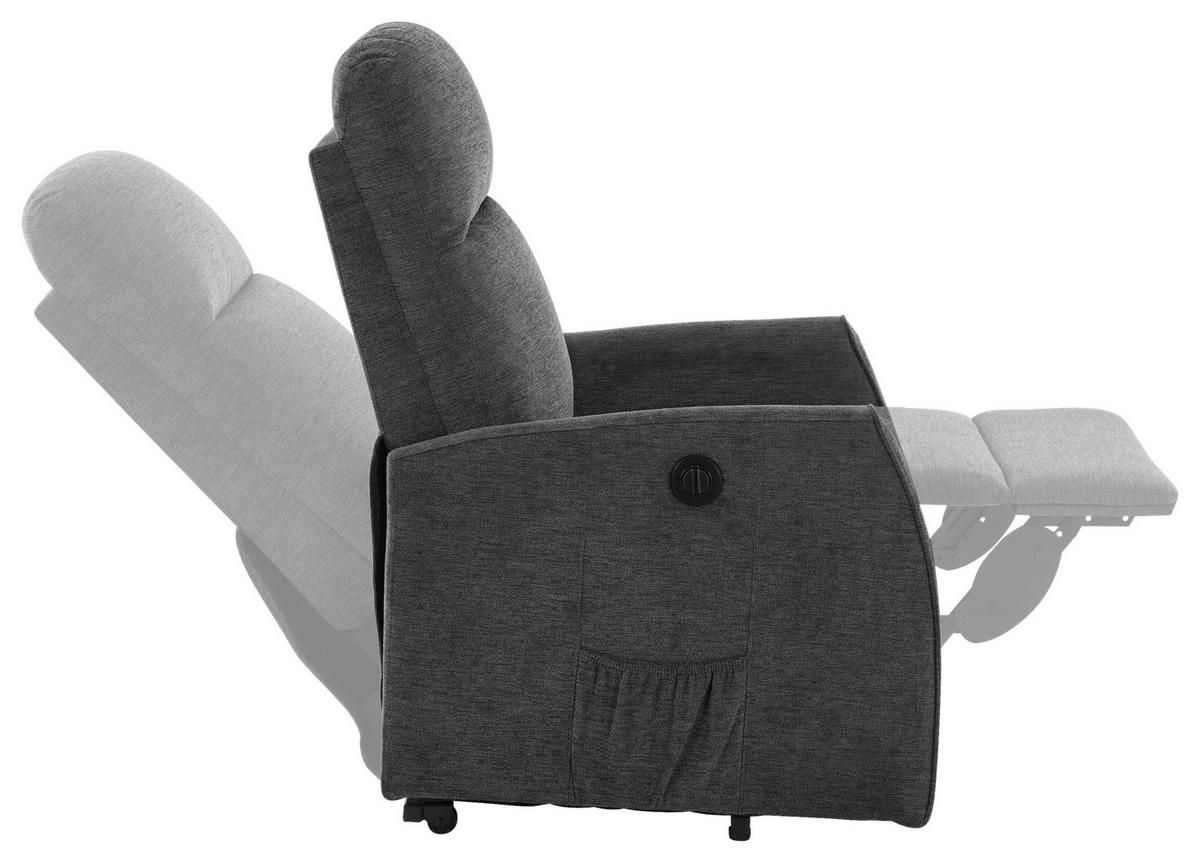 Fernsehsessel Athen Dunkelgrau, B: 67,5 cm - Dunkelgrau, MODERN, Holz/Textil (67.5/107/88.5cm)