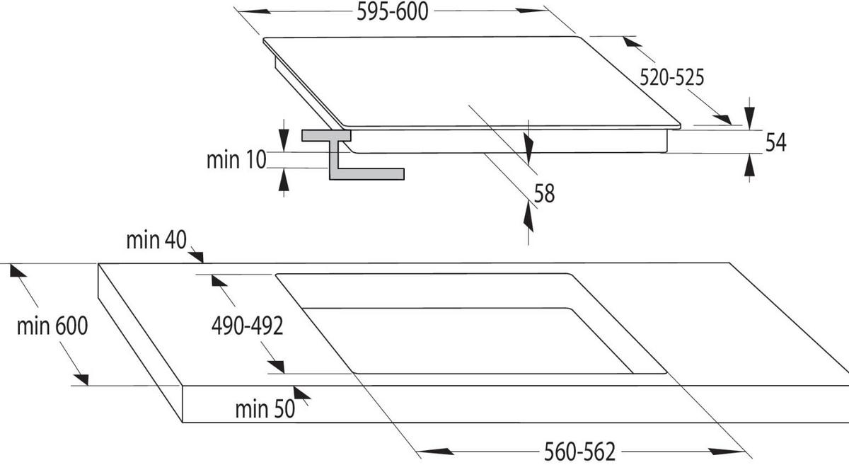 Induktionskochfeld Autark Gi6401bsc Schwarz - Schwarz, Basics, Glas (59,5/5,4/52cm) - Gorenje