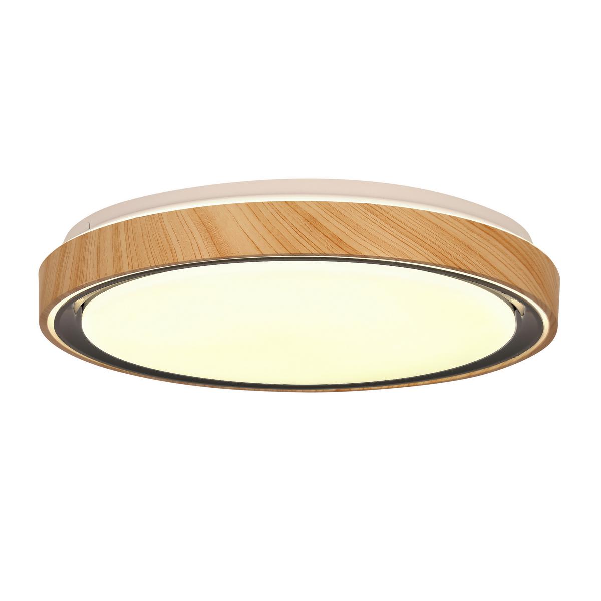 LED-Deckenleuchte 14-33932 Aflo - Eichefarben/Schwarz, Natur, Kunststoff/Metall (38/38/7.5cm)