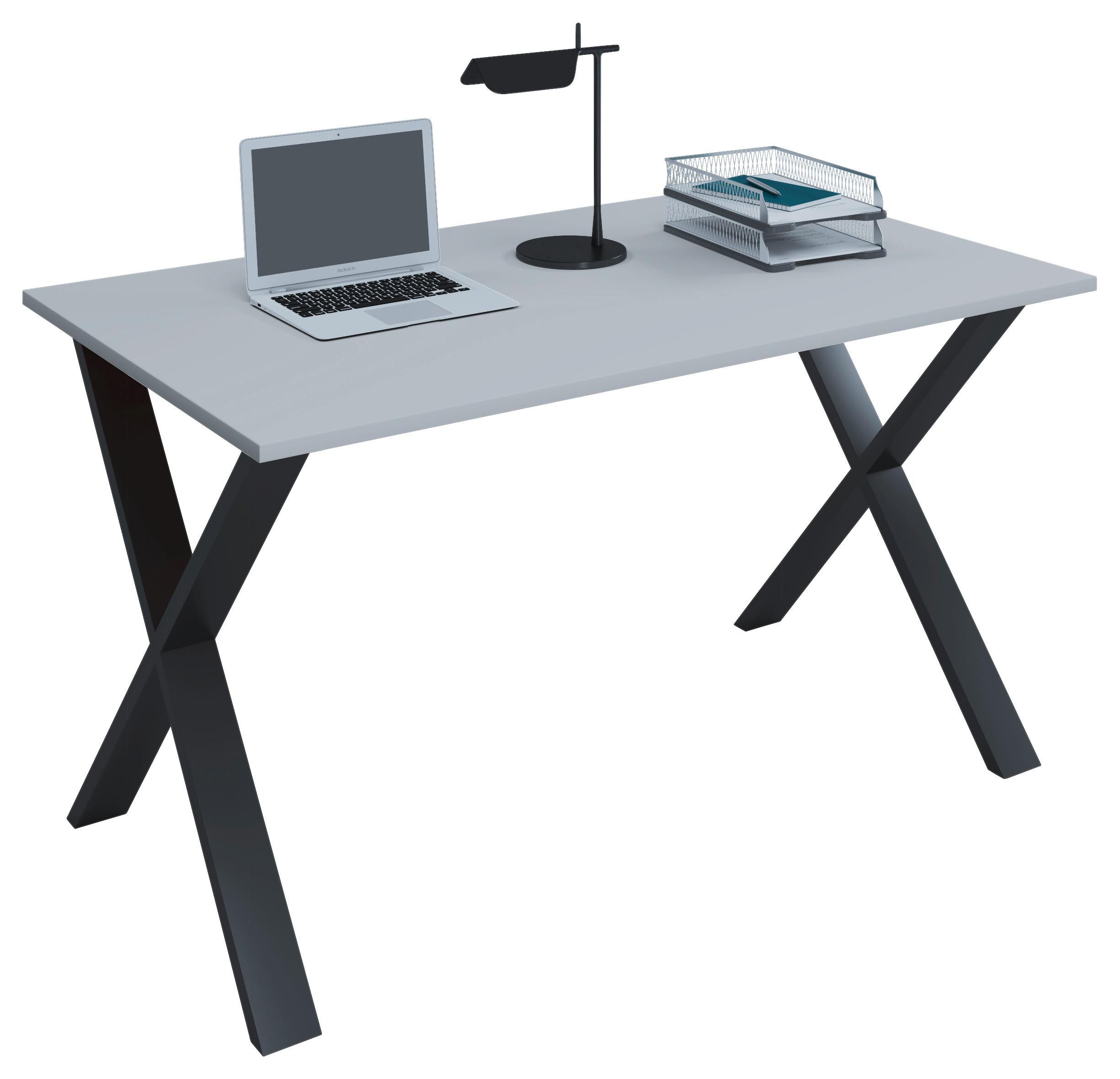 Schreibtisch B 80cm H 76cm Lona, Weiß - Schwarz/Grau, MODERN, Holzwerkstoff/Metall (140/80/76cm) - MID.YOU