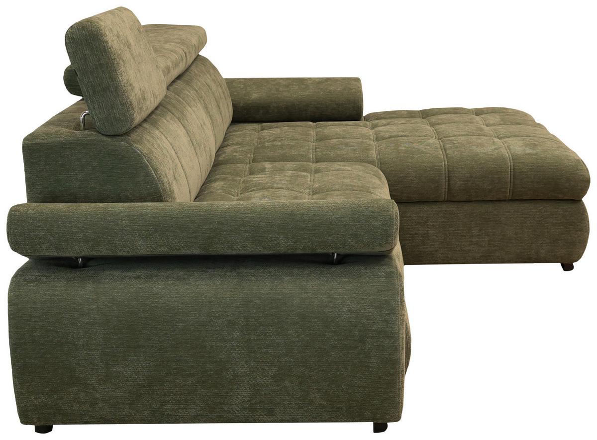 Rohová sedačka VEGAS, pravá, lesní zelená žinylka - černá/lesní zelená, Design, dřevo/textil (294/173cm)
