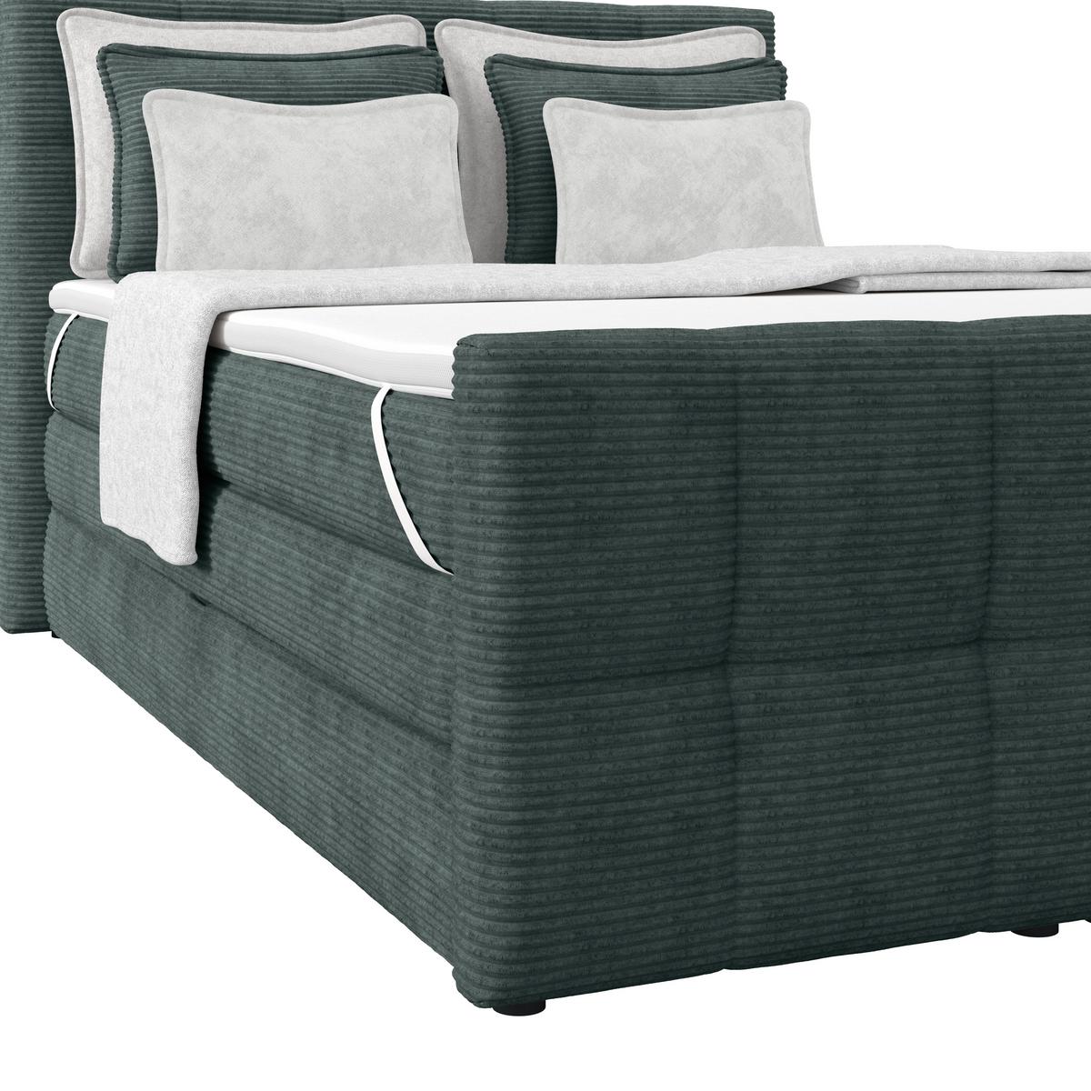 Boxspringbett mit Topper und Bettkasten 140x200 Medino - Blaugrau, KONVENTIONELL, Holz/Holzwerkstoff (140/200cm)