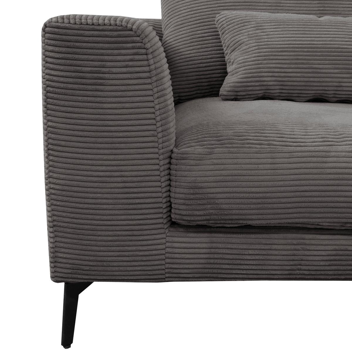 Ecksofa Berlin Cord Grau 313x172 Cm - Schwarz/Grau, Design, Textil (313/172cm) - Livetastic