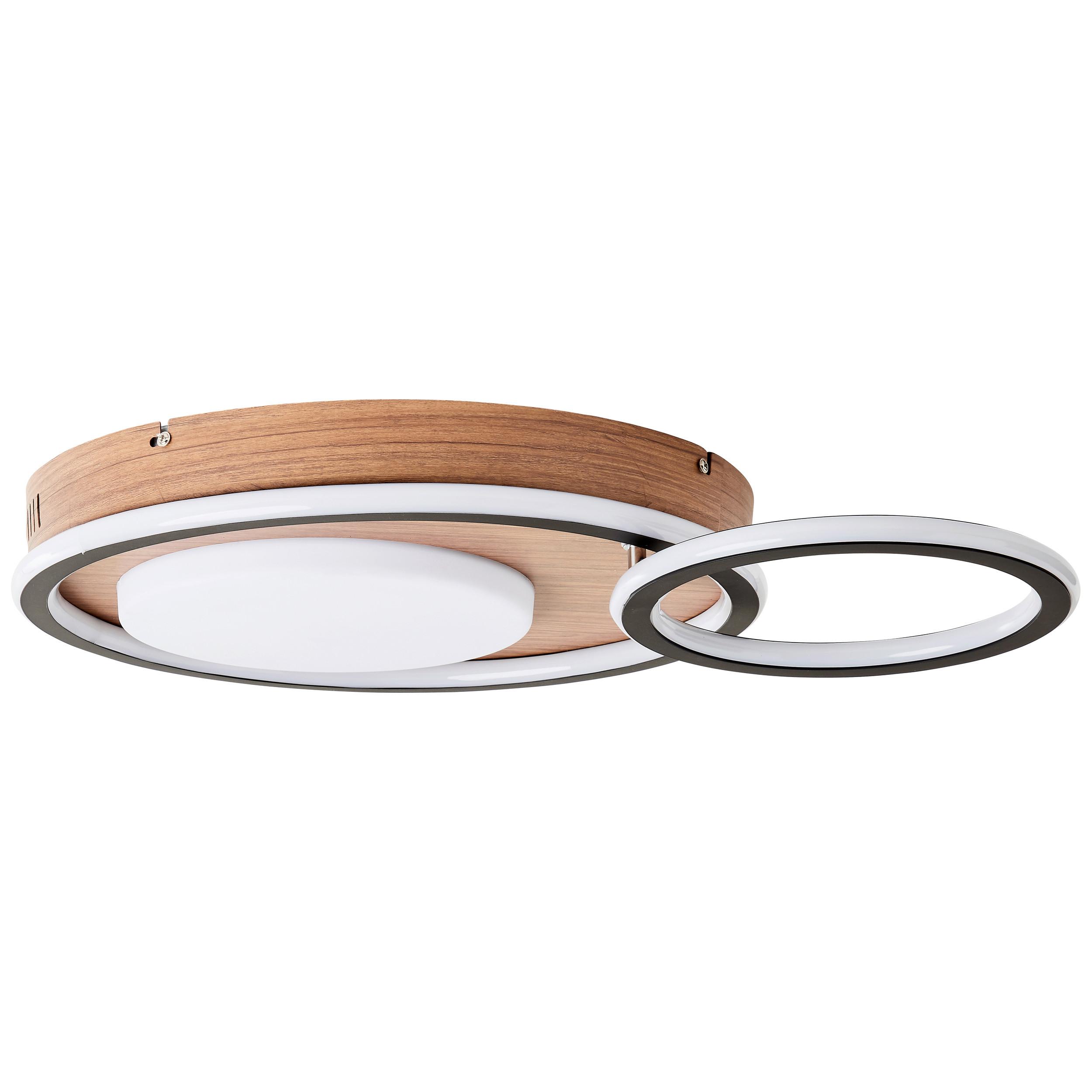 LED-Deckenleuchte Karney L: 57 cm Mit 3 Helligkeitsstufen - Schwarz/Braun, Design, Kunststoff/Metall (39,4/57/8cm) - Brilliant