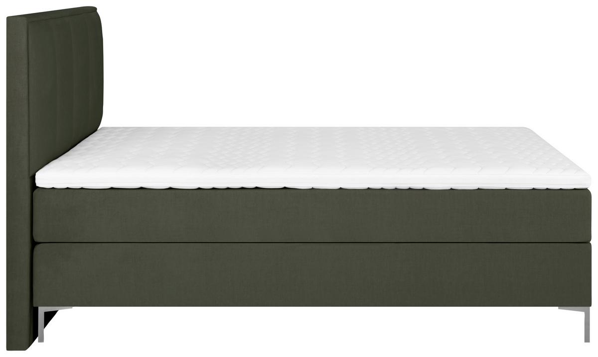 Boxspringbett Graz 180x200 cm D.grün inkl. Topper - Dunkelgrün/Alufarben, MODERN, Textil (180/200cm) - MID.YOU