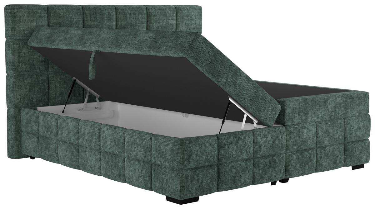 Polsterbett Vega Grün, Lf: 180 X 200 Cm - Schwarz/Grün, Trend, Holz/Textil (180/200cm)