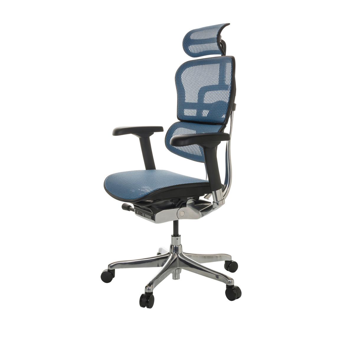 Drehstuhl Ergohuman I - Blau/Silberfarben, Basics, Kunststoff/Textil (69/119-144/65cm) - MID.YOU