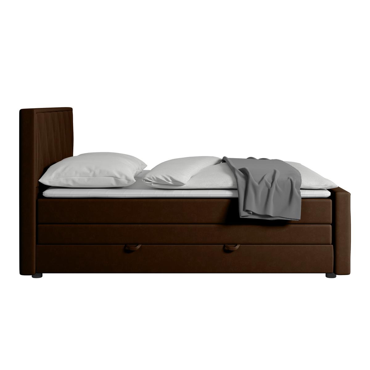 Boxspringbett mit Bettkasten Porto 180x200 cm Braun - Schwarz/Braun, MODERN, Holz/Textil (180/200cm) - MID.YOU
