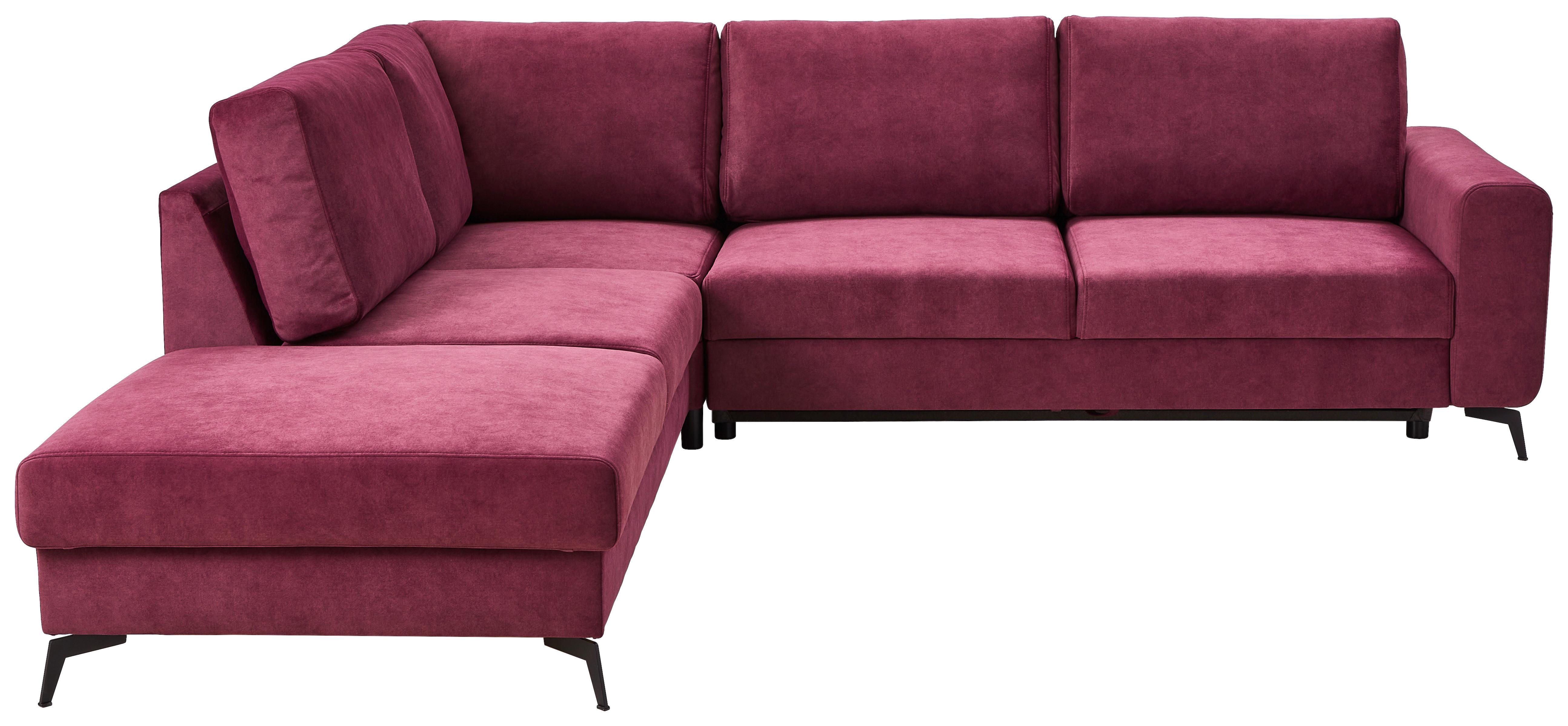 Ecksofa Mit Schlaffunktion Adesso Bordeaux Chenille - Bordeaux/Schwarz, KONVENTIONELL, Textil (257/275cm) - MID.YOU
