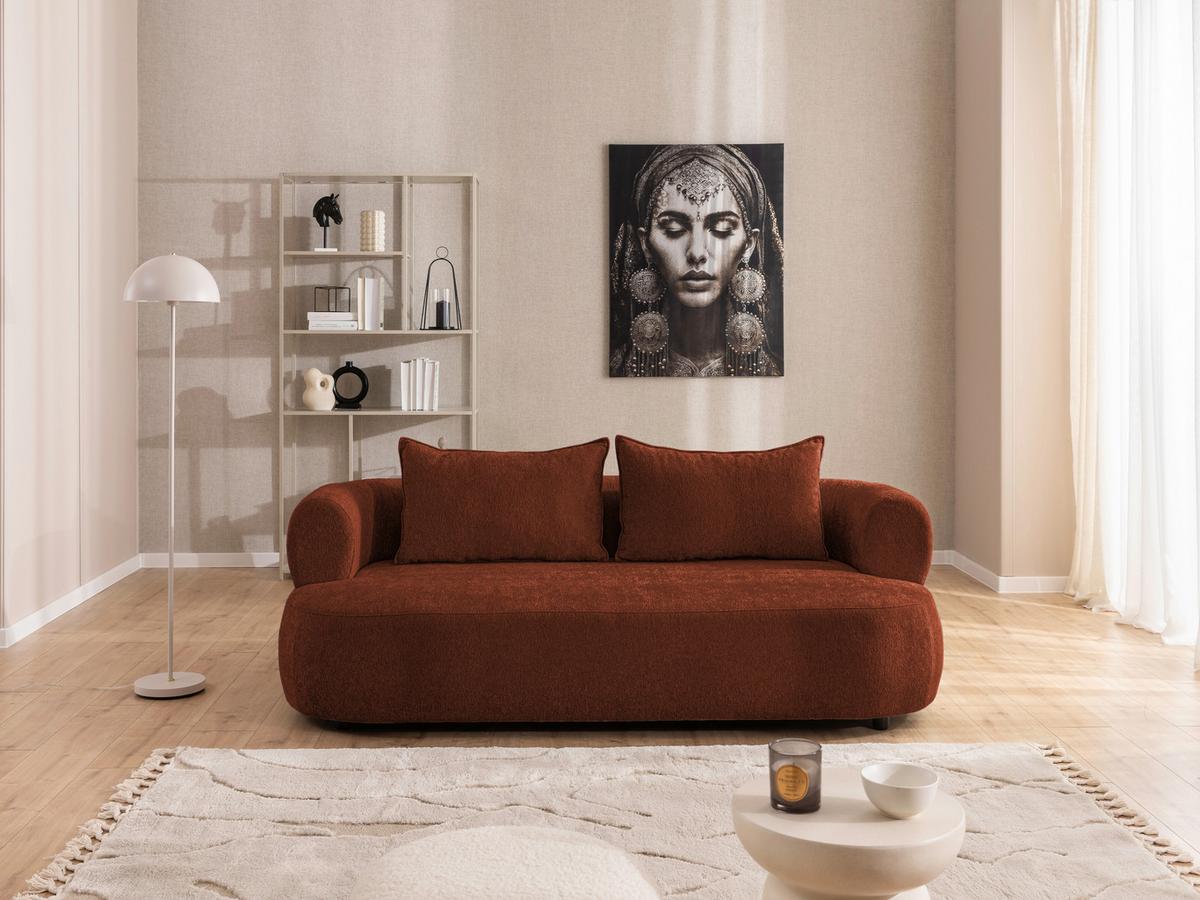 3-Sitzer-Sofa Ferro Rostfarben B: 200 cm - Rostfarben/Schwarz, Design, Textil (200/76/96cm) - Livetastic