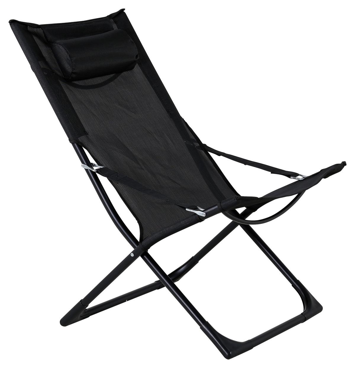 Strandsessel Seville Metall, Textil - Schwarz, KONVENTIONELL, Textil/Metall (63/89/84cm) - Gardenson