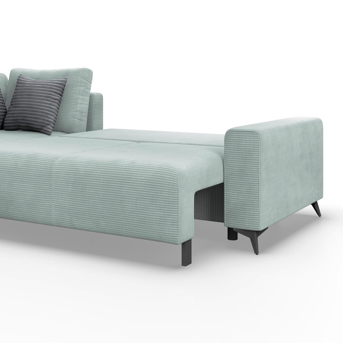 Ecksofa Mit Schlaffunktion Lincoln Mint  Cord 212x270 Cm - Creme/Schwarz, MODERN, Textil (212/270cm)