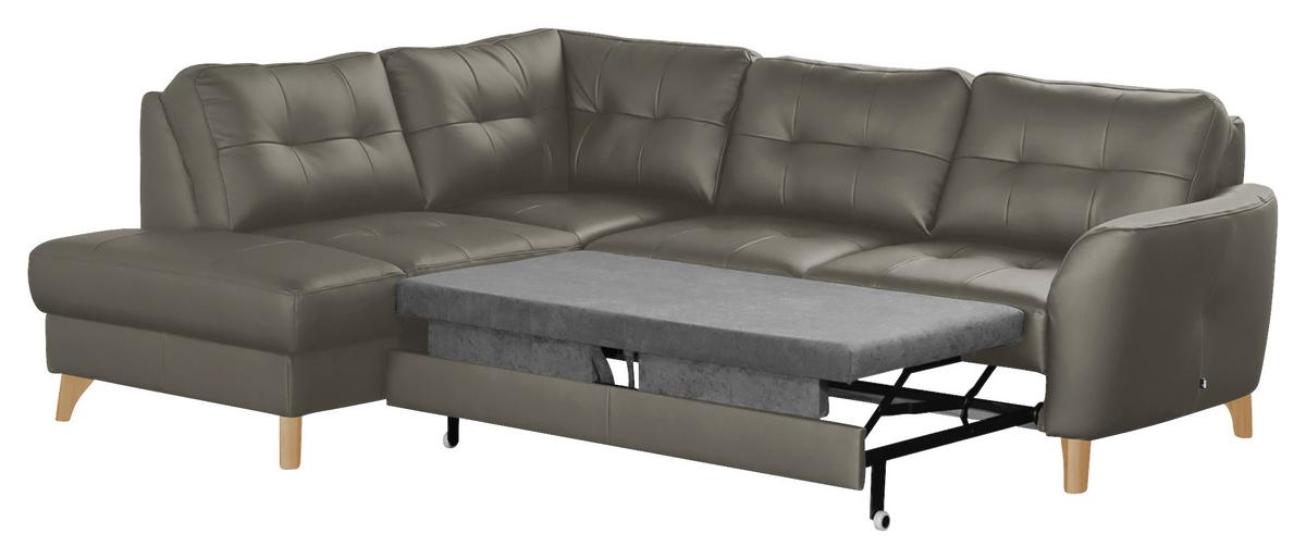 Ecksofa Nordic Schlammfarben S: 190x236 cm - Schlammfarben/Buchefarben, Design, Leder/Textil (190/236cm) - Livetastic