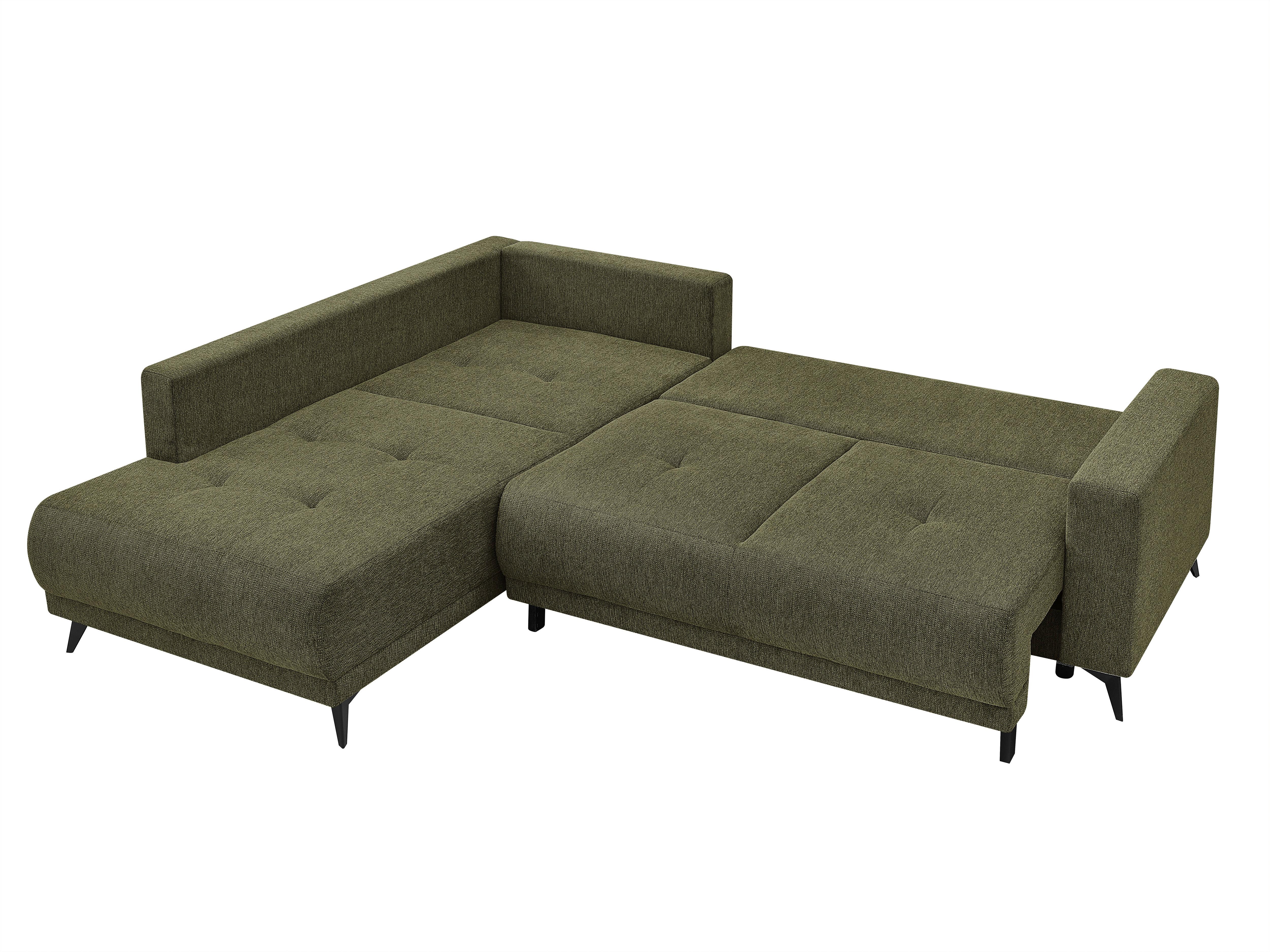 Ecksofa Texas Recr-Links Grün S: 203x259 cm - Schwarz/Grün, KONVENTIONELL, Holz (203/92/259cm)