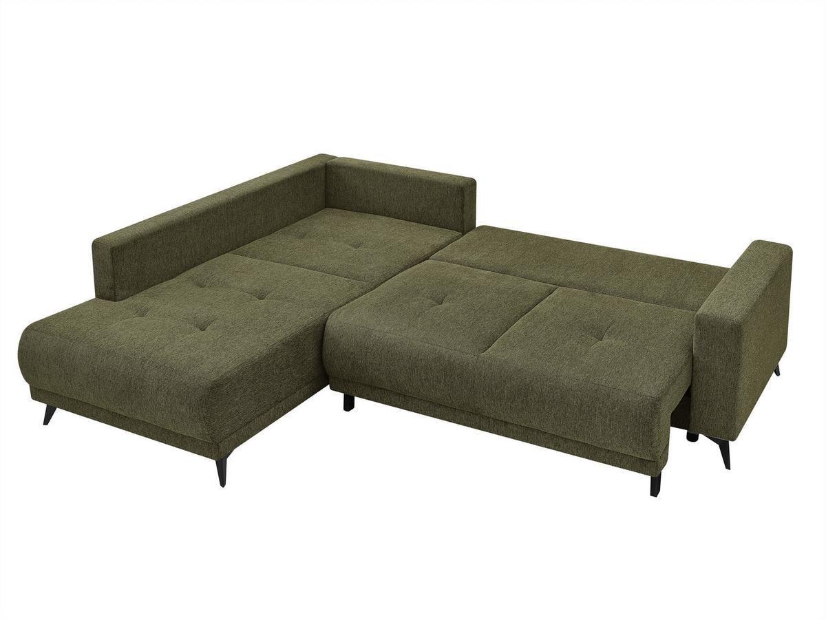 Ecksofa Texas Recr-Links Grün S: 203x259 cm - Schwarz/Grün, KONVENTIONELL, Holz (203/92/259cm)