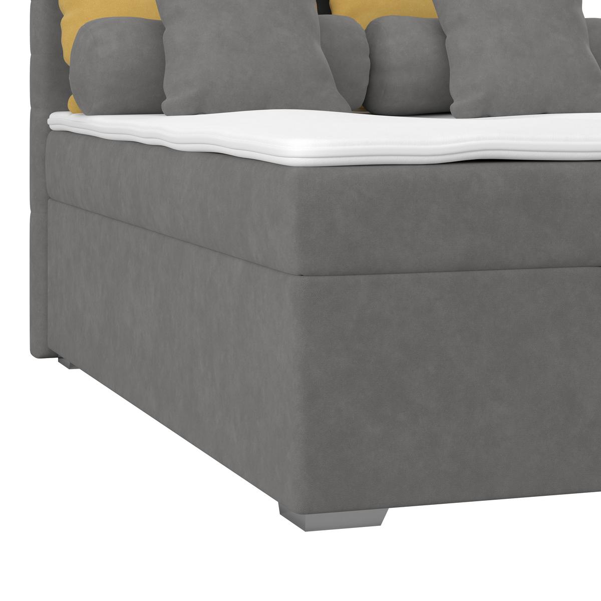 Kárpitozott Ágy Adria 140/200cm - sötétszürke, Konventionell, textil/fa (140/200cm)