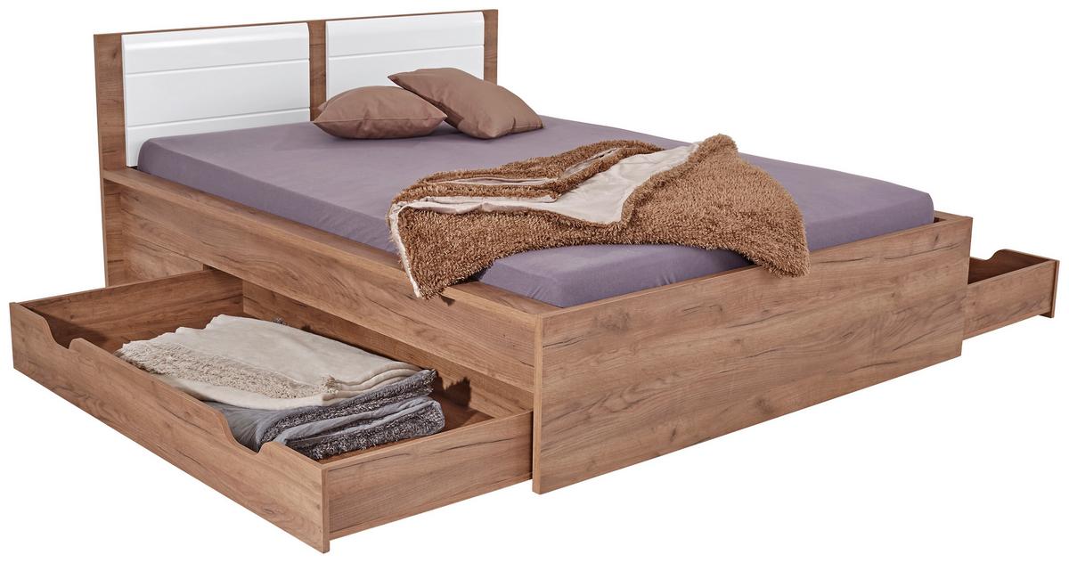 Ágykeret Avensis New 140/200 Cm - tölgyfa színű/fehér, Konventionell, fa (140/200cm) - Luca Bessoni