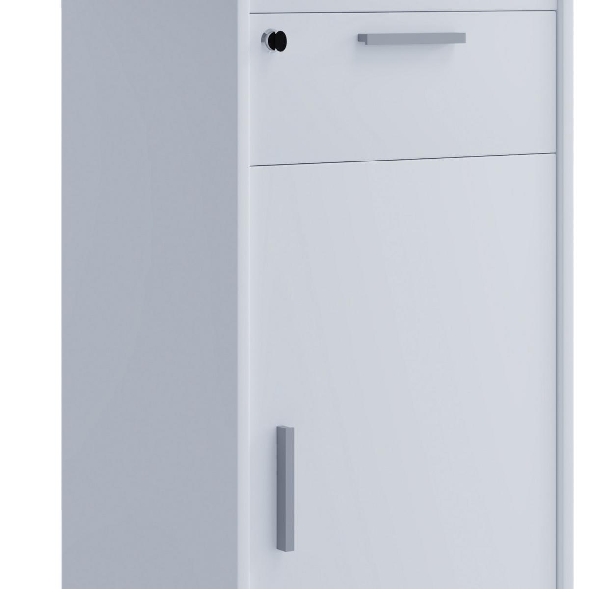 Stehpult mit Stauraum B: 60 cm H: 120 cm Meeta, Weiß - Weiß, Basics, Holzwerkstoff (60/50/120cm) - MID.YOU