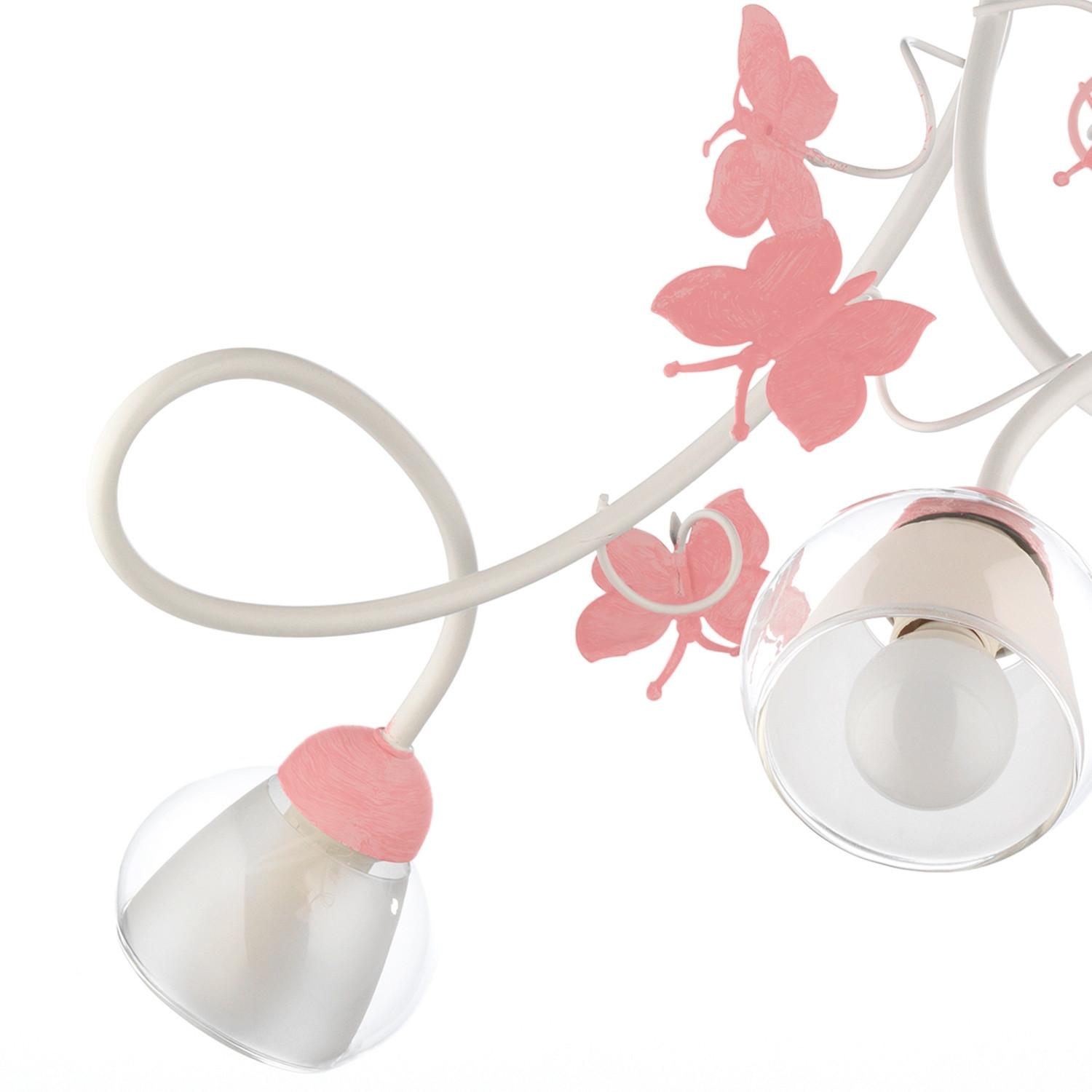 Kinderhängeleuchte 4924/3 - Pink/Weiß, Basics, Glas/Metall (65/80cm)