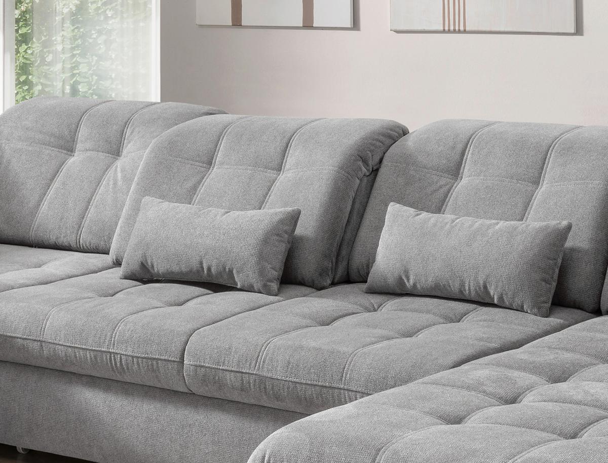 Wohnlandschaft Mit Bettkasten Rigatti Silberfarben B: 387 Cm - Silberfarben/Schwarz, MODERN, Textil (252/387/184cm) - Livetastic