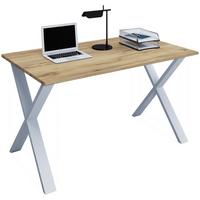 Schreibtisch Lona Silber, Eiche Dekor B: 140 cm - Honigeiche/Silberfarben, Design, Holzwerkstoff/Metall (140/50/76cm) - MID.YOU