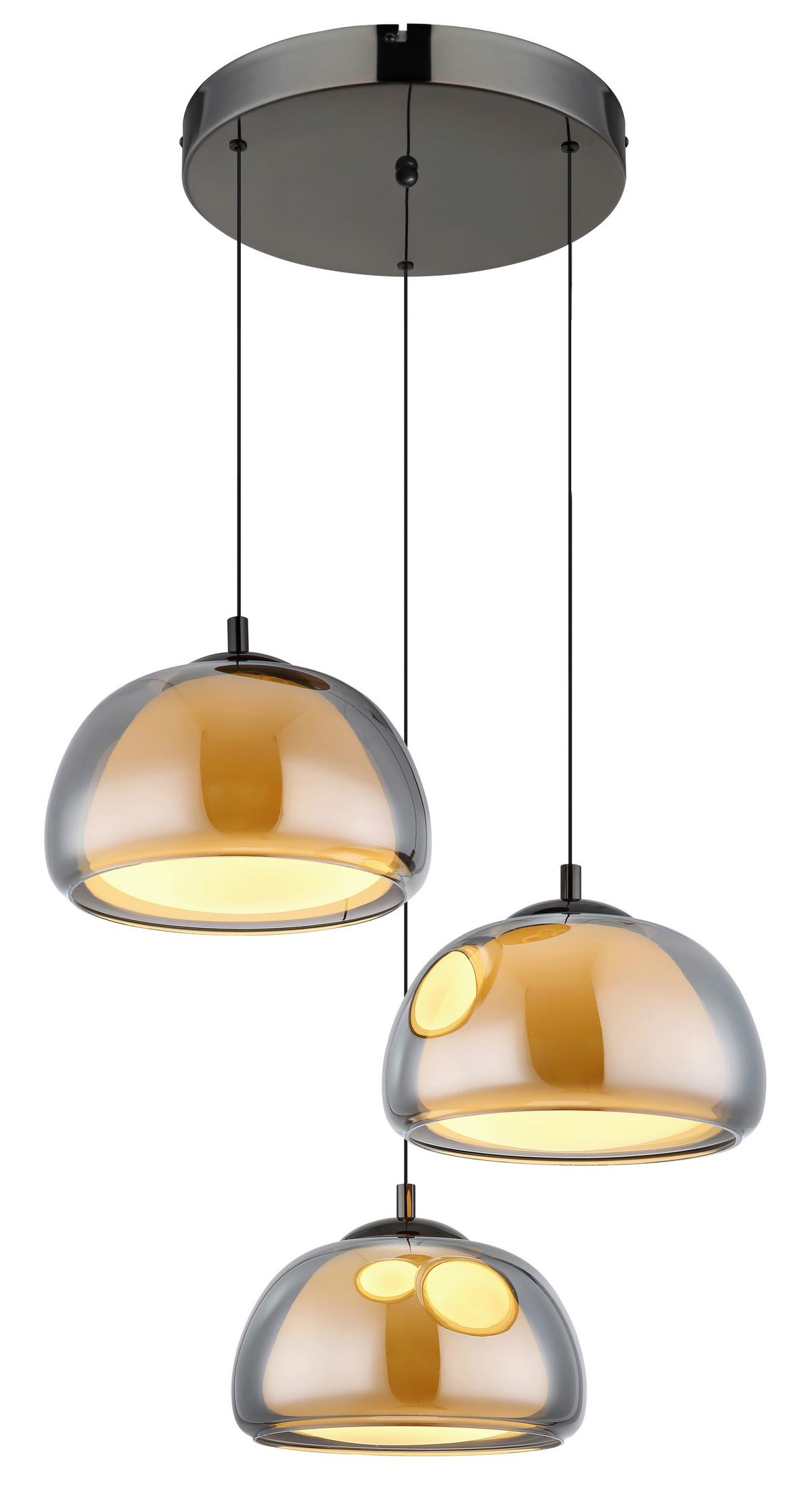 Hängeleuchte Avila Rauchglas ca. 50x150 cm - Schwarzchrom/Schwarz, Design, Glas/Kunststoff (50/150cm) - Globo