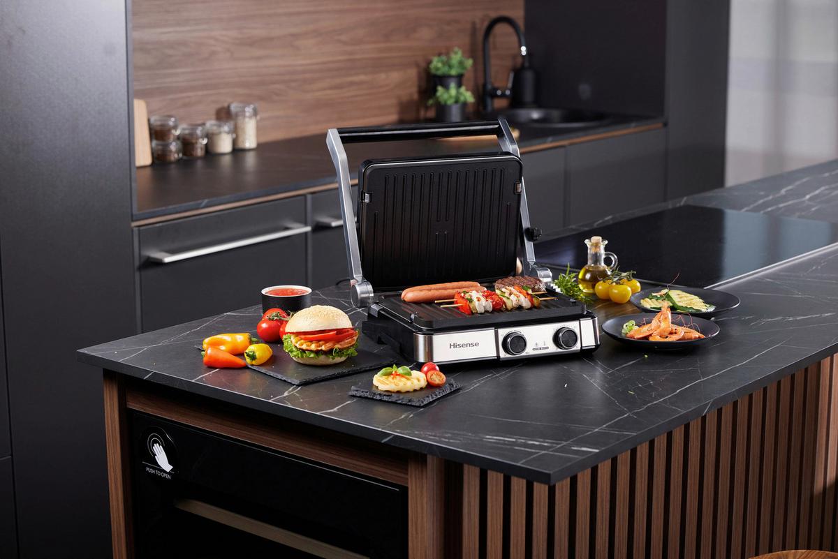 Kontaktgrill 2000w, Bis 230c - Silberfarben/Schwarz, Basics, Kunststoff/Metall (36,4/16,5/33,5cm) - Gorenje