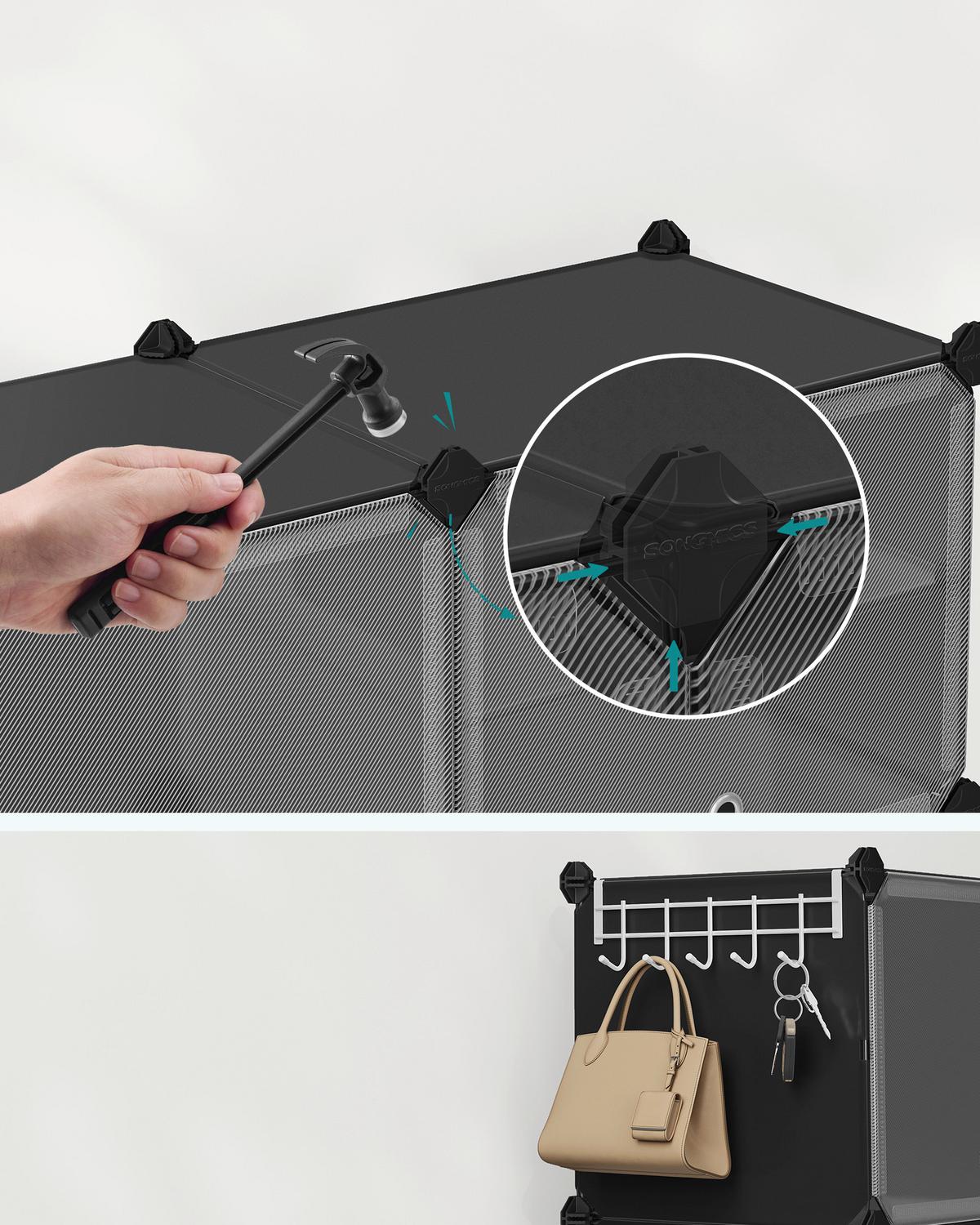 Schuhregal Schwarz/transparent B: 83 Cm - Transparent/Schwarz, Basics, Kunststoff/Metall (83/156/32cm)