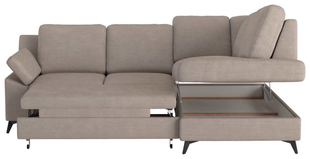 Ecksofa Boom, Beige S: 242x170 cm - Beige/Schwarz, KONVENTIONELL, Textil (242/170cm) - Cotta