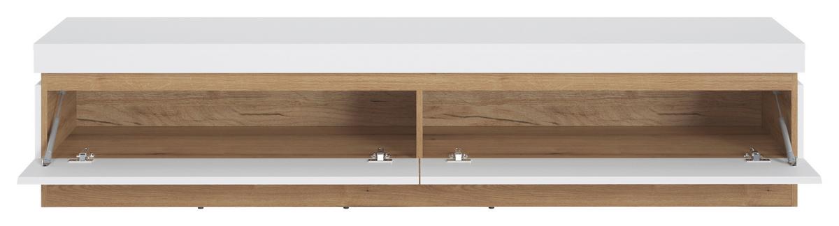 Tv-elem Calabria - tölgyfa/fehér, Trend, faalapú anyag (201,2/43,5/45cm)