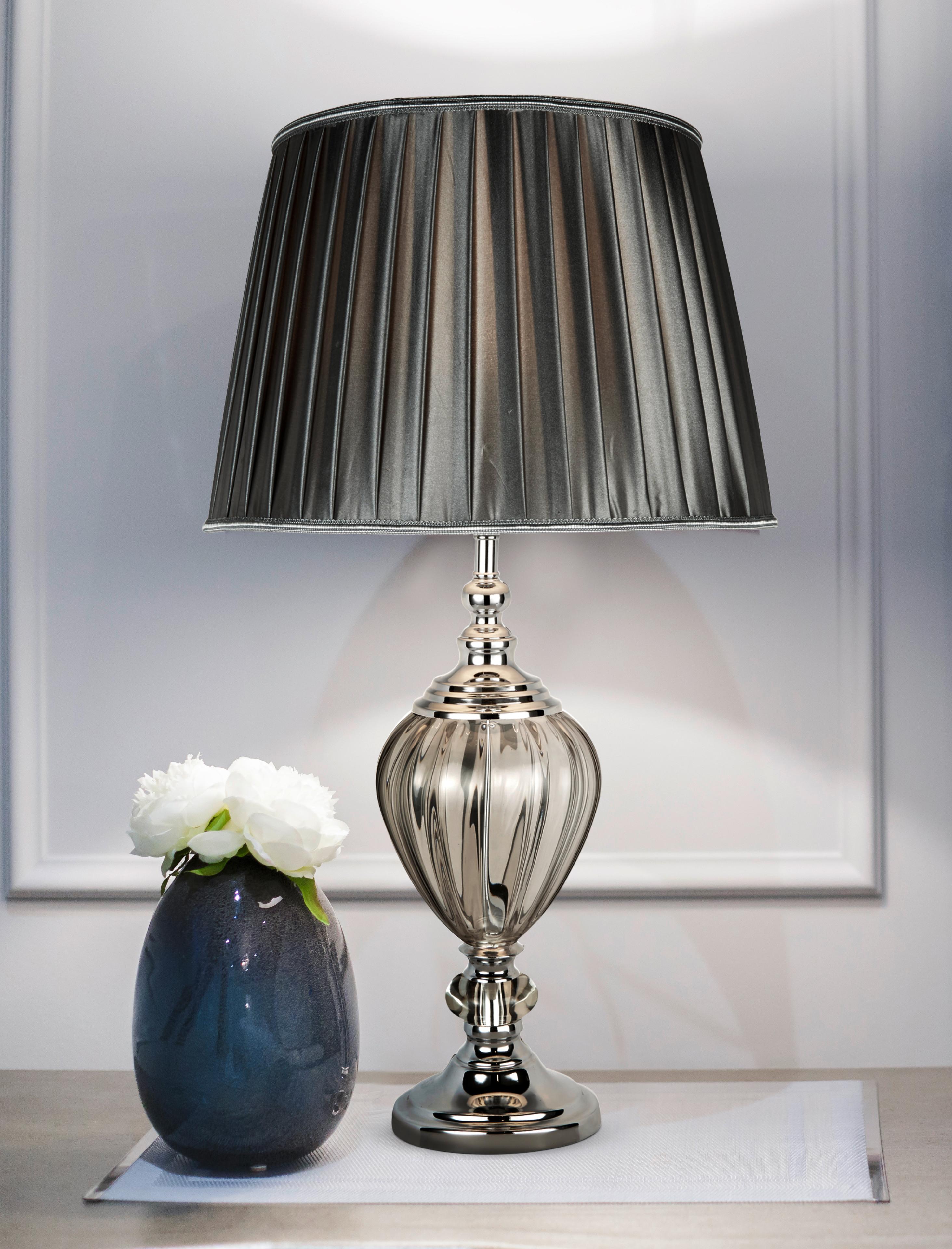 Tischleuchte Eu3721cl Greyson - Chromfarben, Design, Glas/Textil (38/68cm)