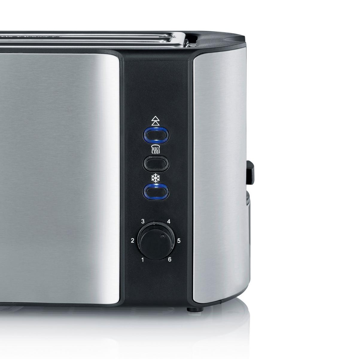 Toaster At 2590 Mit Brötchenaufsatz + Auftaufunkt. - Edelstahlfarben/Schwarz, Kunststoff/Metall (38/16,5/19cm) - Severin