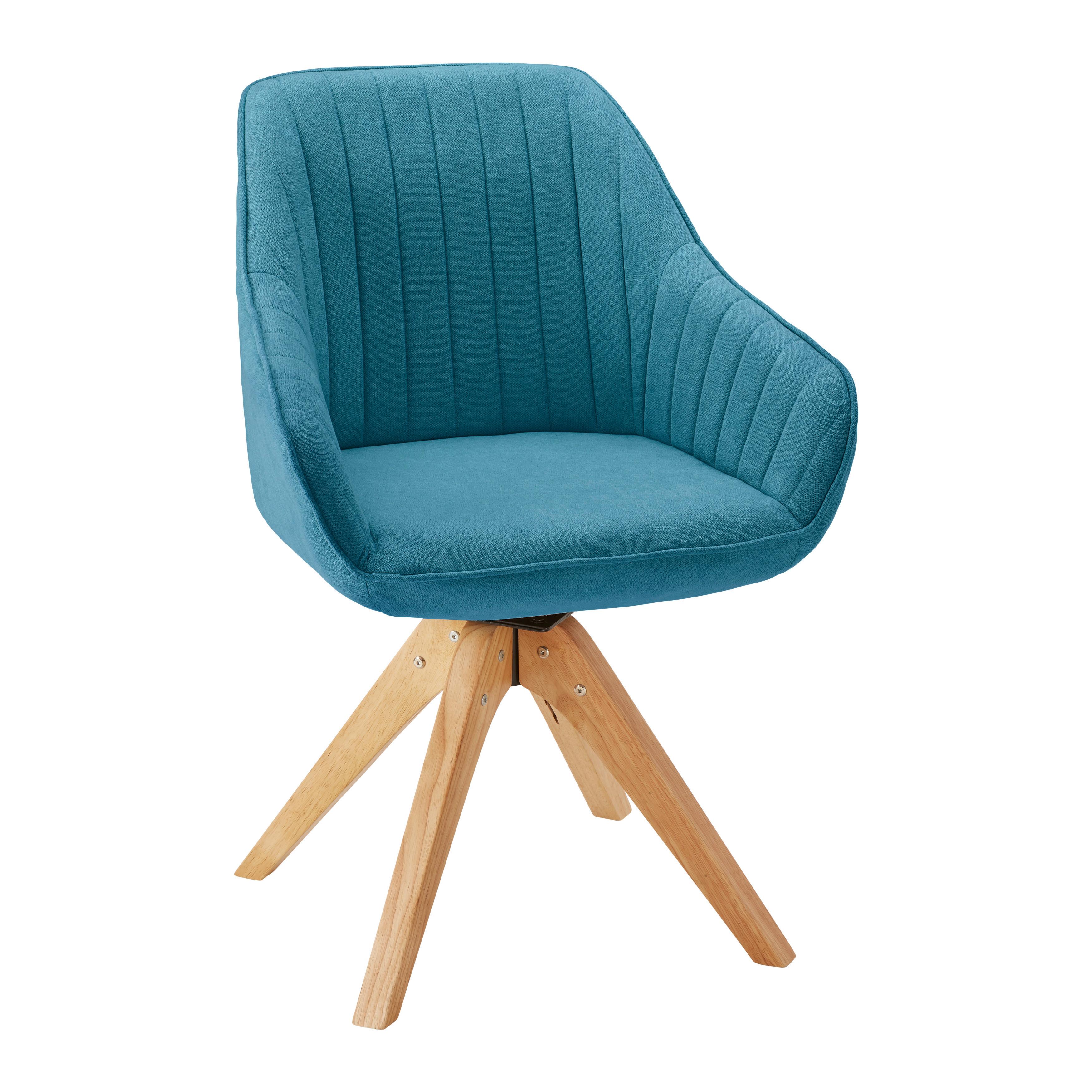Jedálenská stolička LEONIE - petrolejová/farba duba, Modern, drevo/textil (60/82/61cm) - Modern Living
