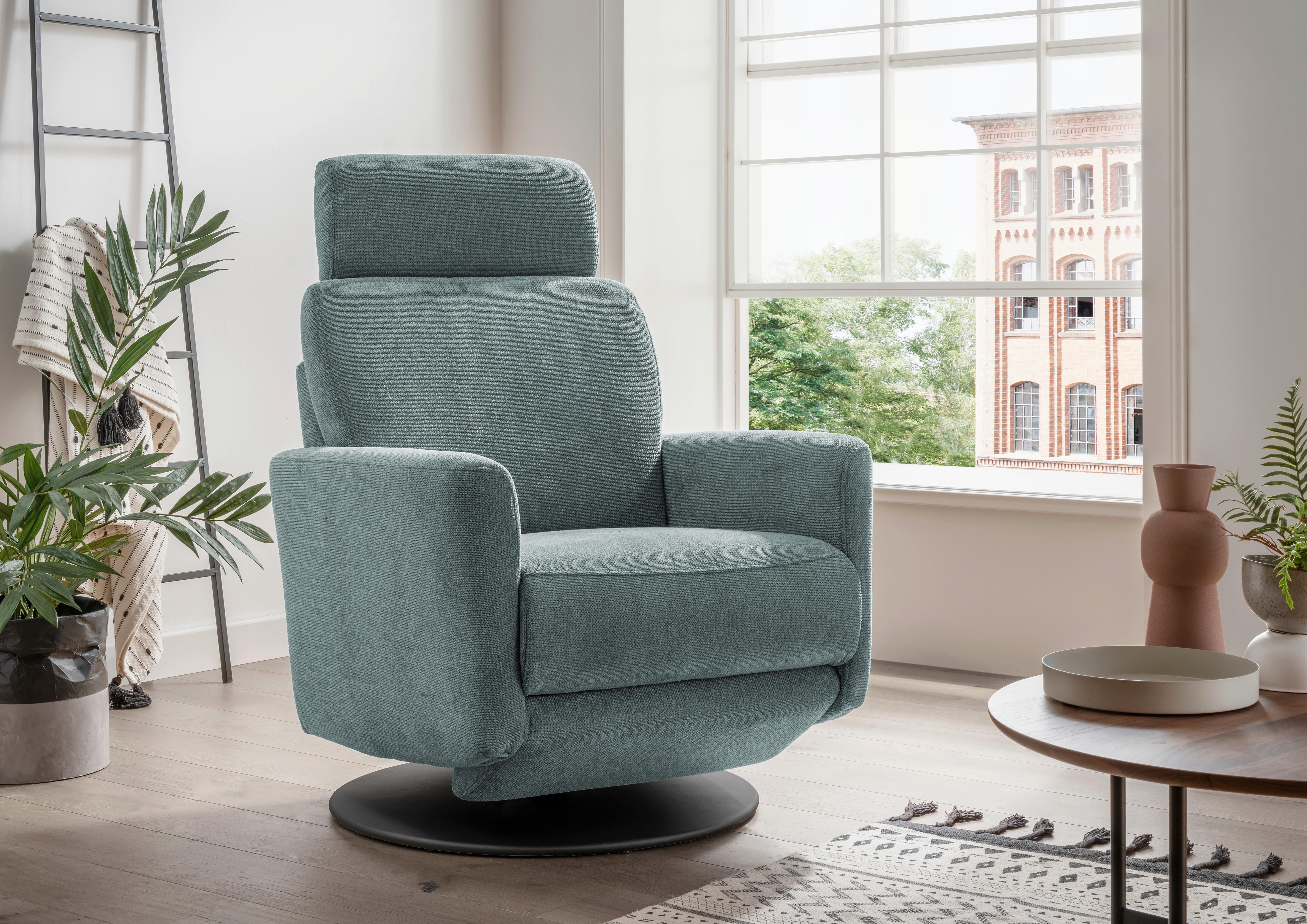 Relaxsessel Centrale T: 87-154 cm, Blaugrau - Blaugrau/Schwarz, MODERN, Textil (77/105/87-154cm) - Livetastic