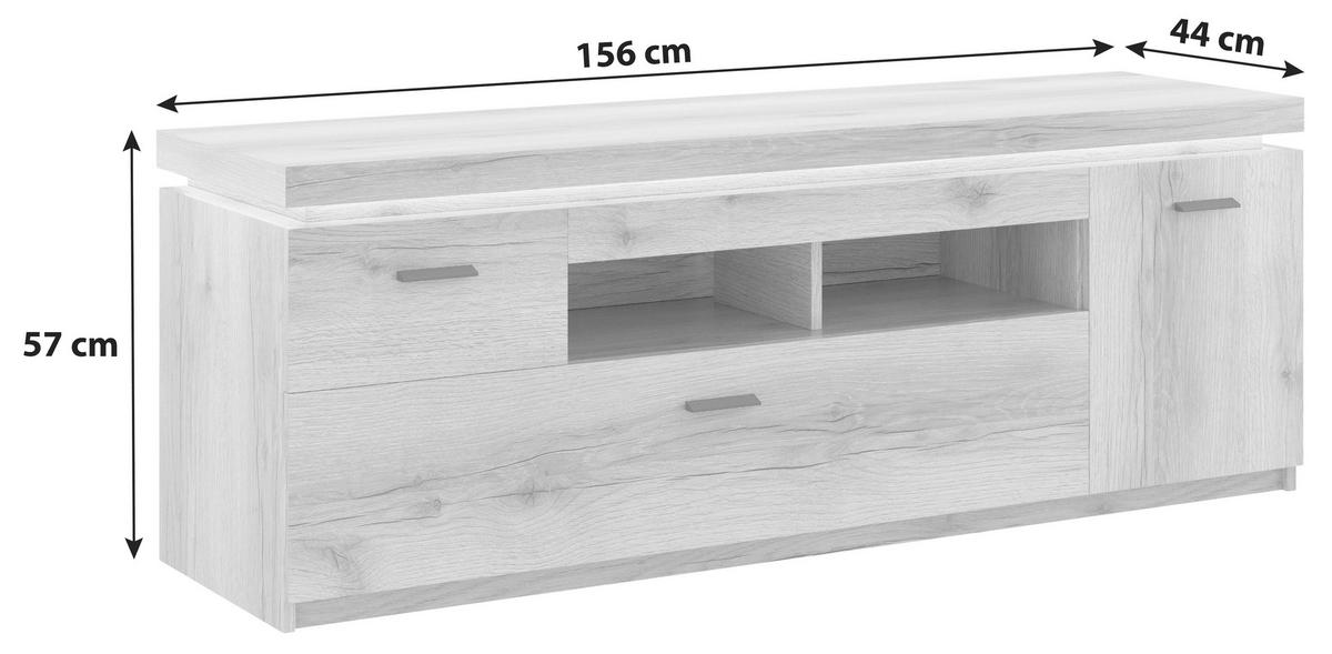 TV-Element Vancouver B: 156 cm Eiche Dekor - Eichefarben, MODERN, Holzwerkstoff (156/57/44cm)