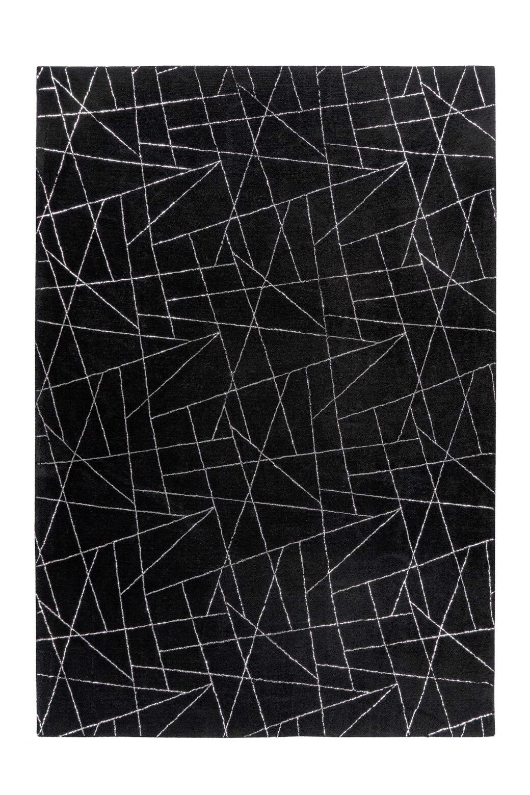 Teppich Schwarz, Silberfarben, Bijou 125, BxL: 200x290 cm - Silberfarben/Schwarz, KONVENTIONELL, Textil (200/290cm)