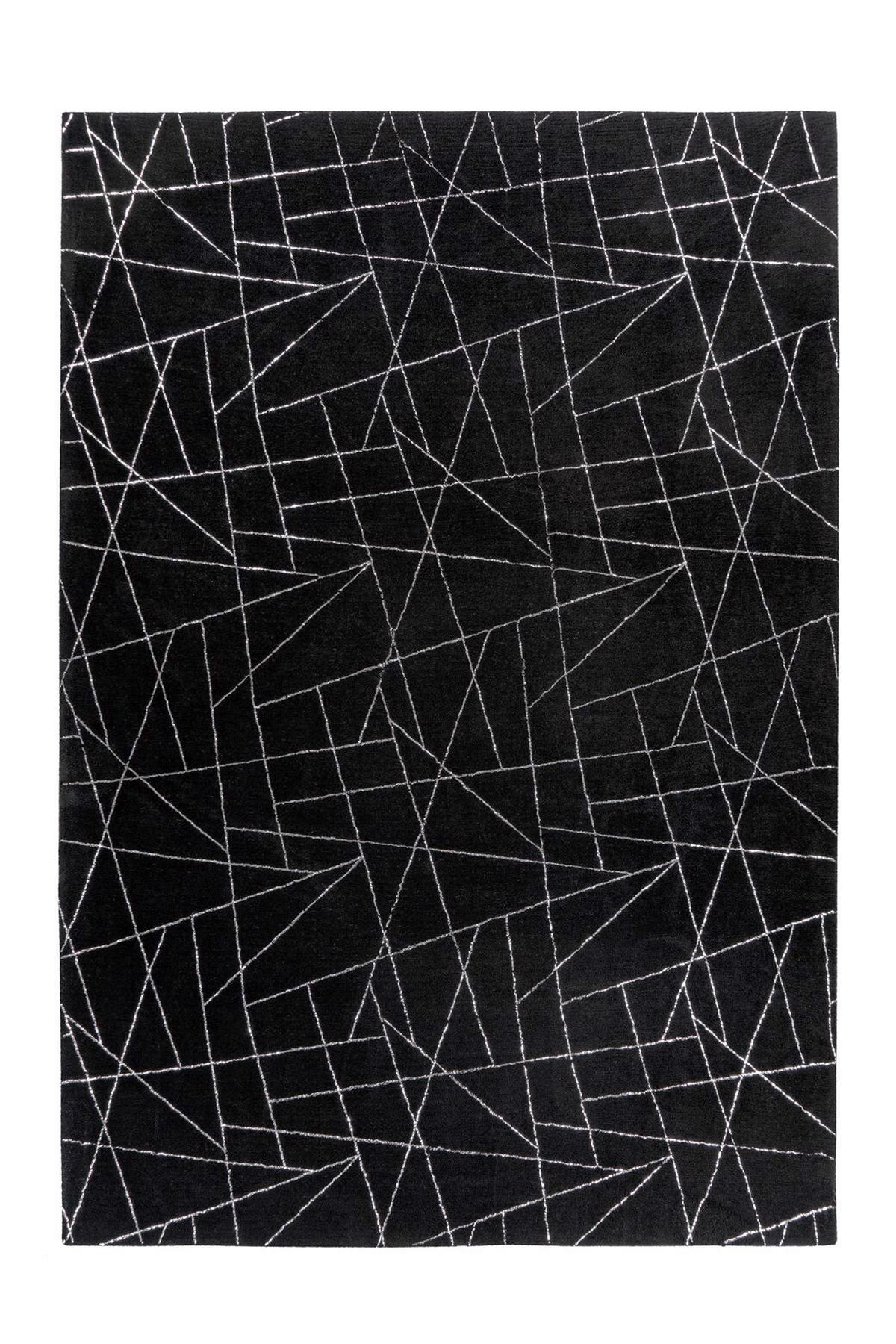 Teppich Bijou Schwarz/silberfarben, 80x150cm - Silberfarben/Schwarz, KONVENTIONELL, Textil (80/150cm)