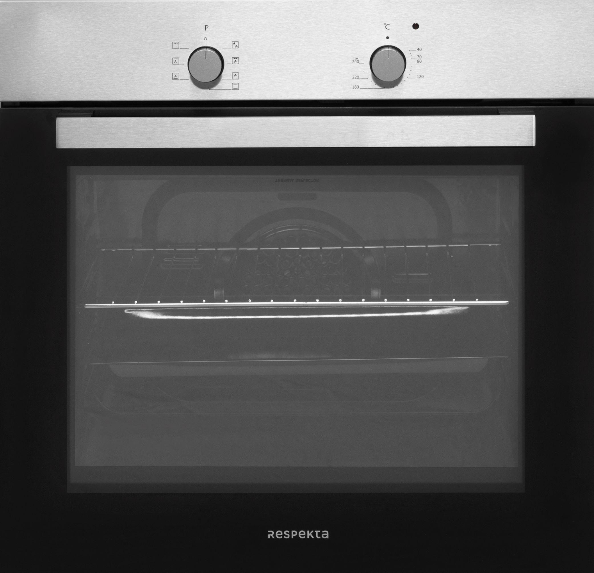 Einbau-Backofen B: 59,5 cm Schwarz/Edelstahlfarben