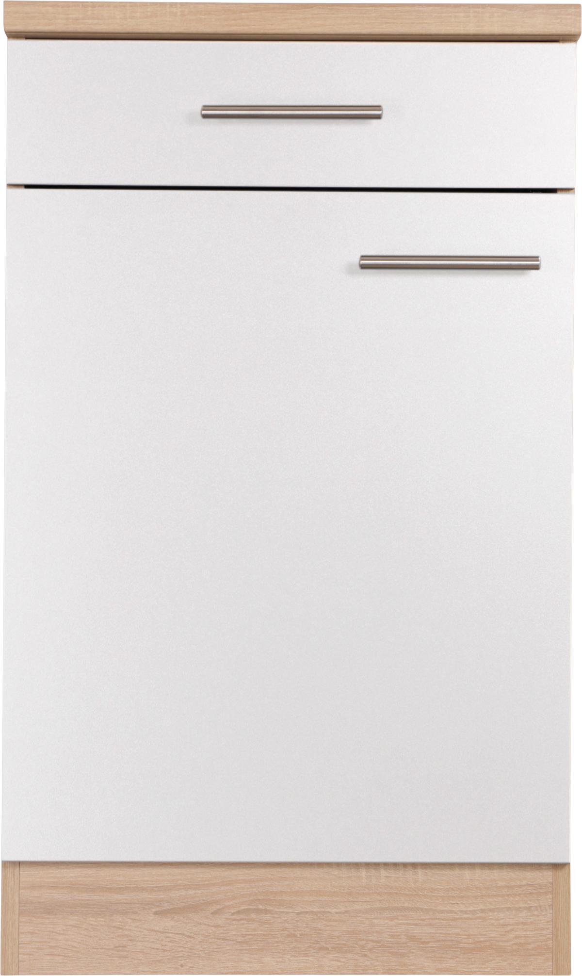 Küchenunterschrank Merle Weiß, Eiche Dekor B:50cm - Eichefarben/Weiß, Basics, Holzwerkstoff (50/84,8/60cm) - Respekta