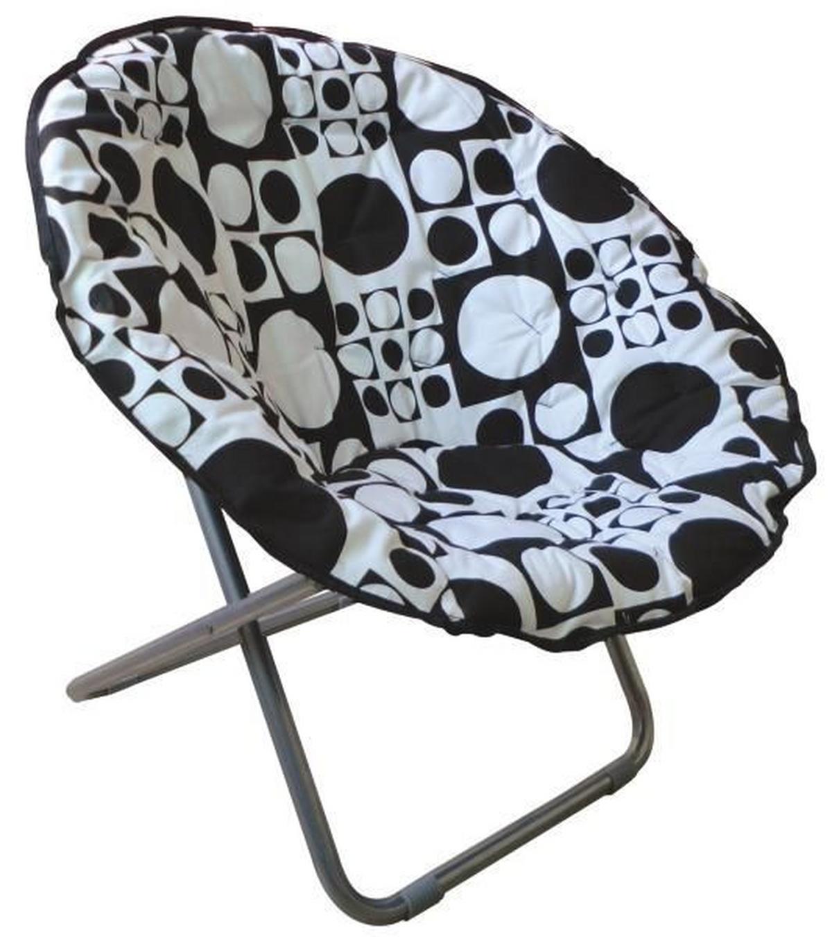 Klappsessel Papa Sam Stahl, Textil - Schwarz/Weiß, MODERN, Textil/Metall (86/80/65cm)
