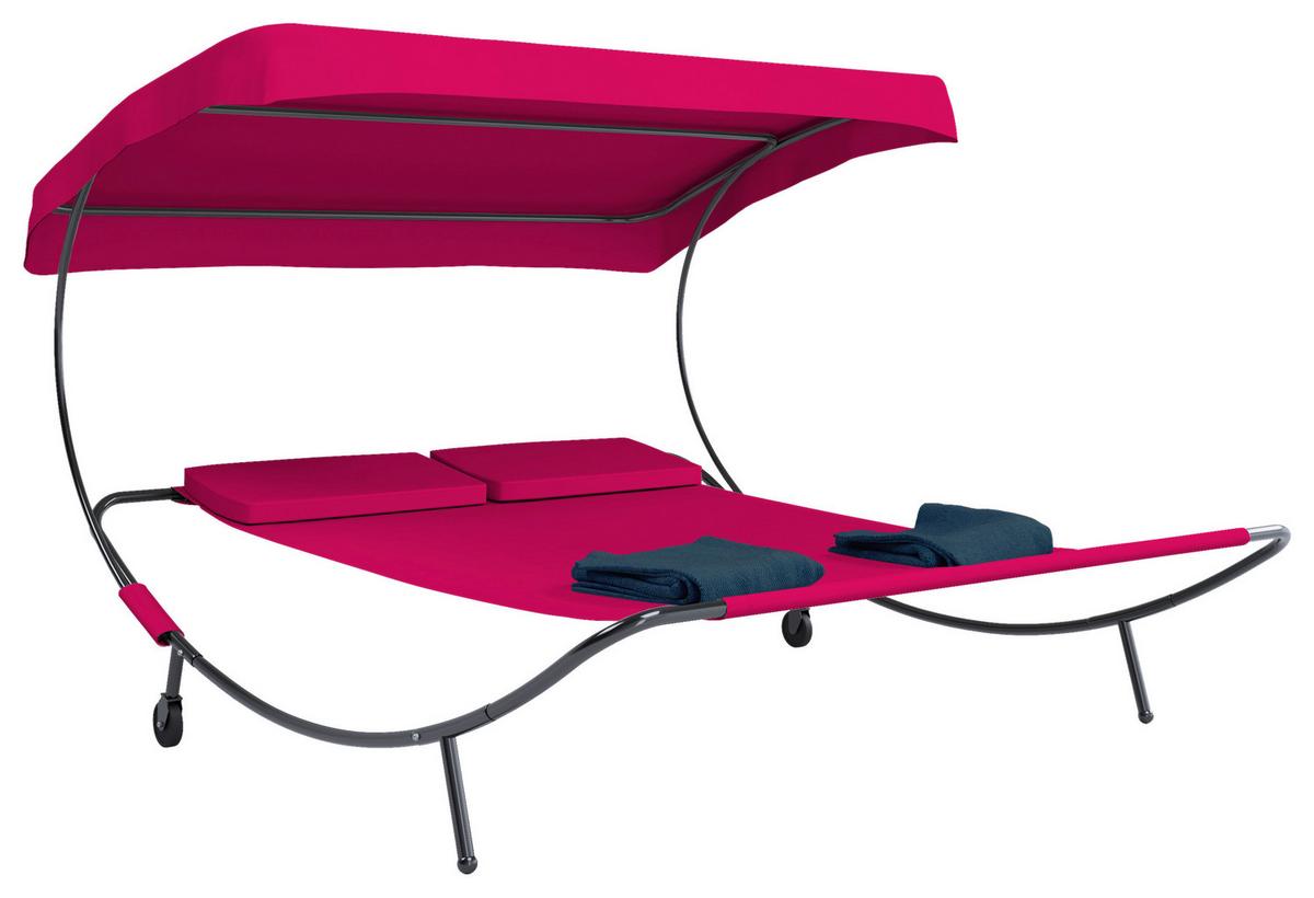 Doppel-sonnenliege Bindox Verstellbares Dach - Rot, Basics, Textil/Metall (130/137/200cm) - MID.YOU