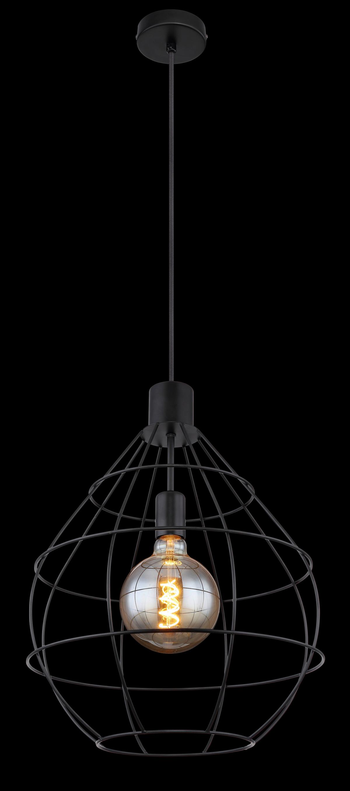 Hängeleuchte H: 120 Cm 1-Flammig - Schwarz, Trend, Metall (37/120cm) - Globo