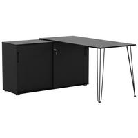 Eckschreibtisch Ekko - Schwarz, MODERN, Holzwerkstoff/Metall (145/129,5/73,8cm) - MID.YOU
