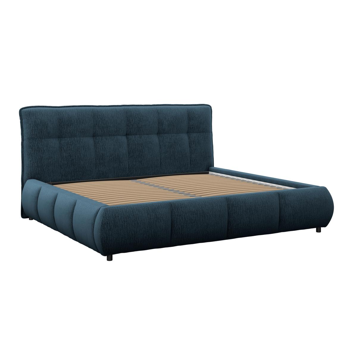 Polsterbett mit Bettkasten 180x200 Limo Dunkelblau - Schwarz/Dunkelblau, KONVENTIONELL, Holz/Holzwerkstoff (180/200cm) - James Wood