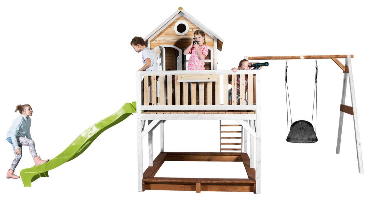 Spielturm A030.158.11 - Braun/Weiß, KONVENTIONELL, Holz (613/291/277cm) - Ambia Garden
