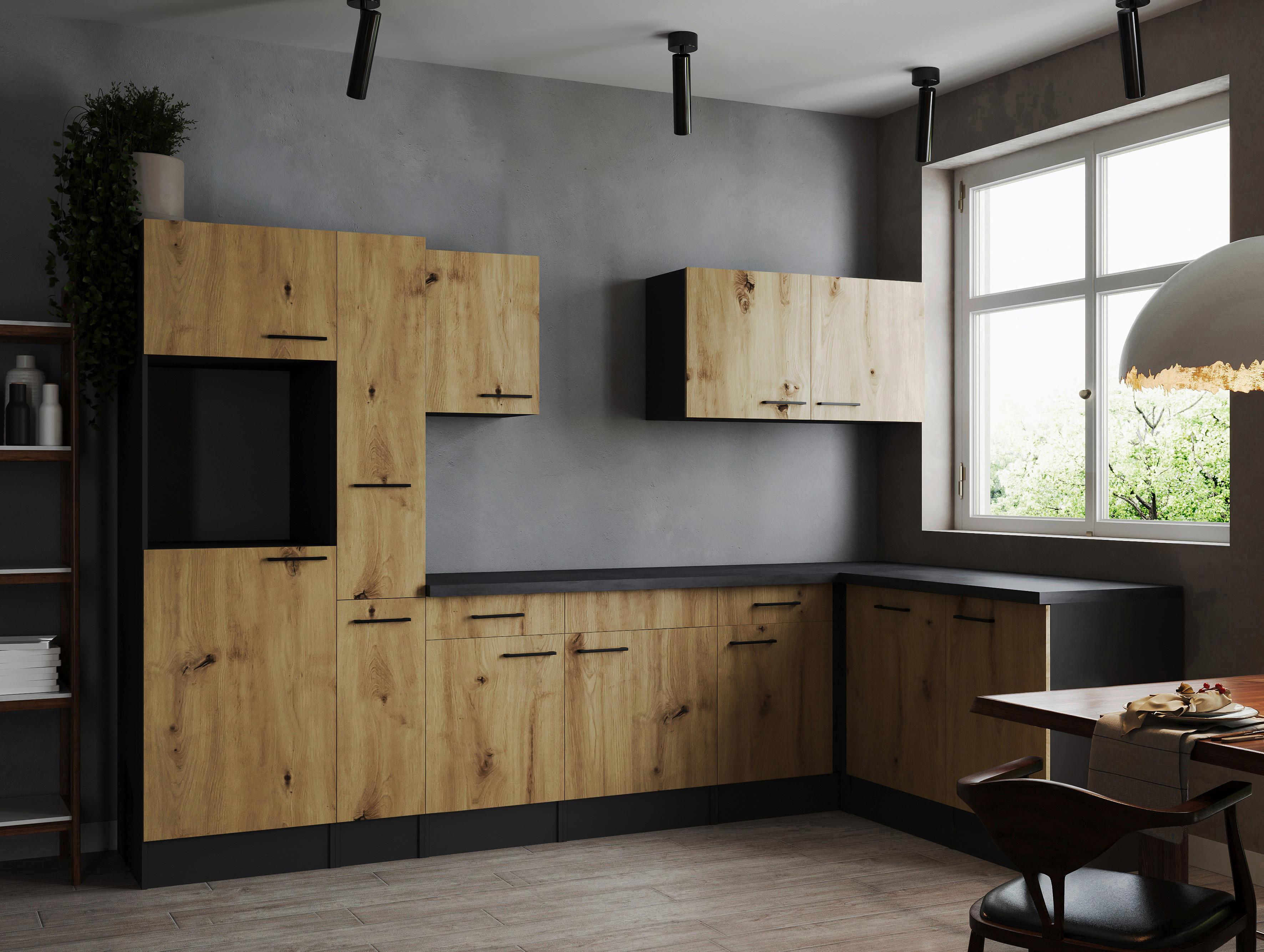 Eckküche Oliver Artisan Dekor S: 310x172 cm - Eiche Artisan/Grau, Design, Holzwerkstoff (310/172cm) - Respekta