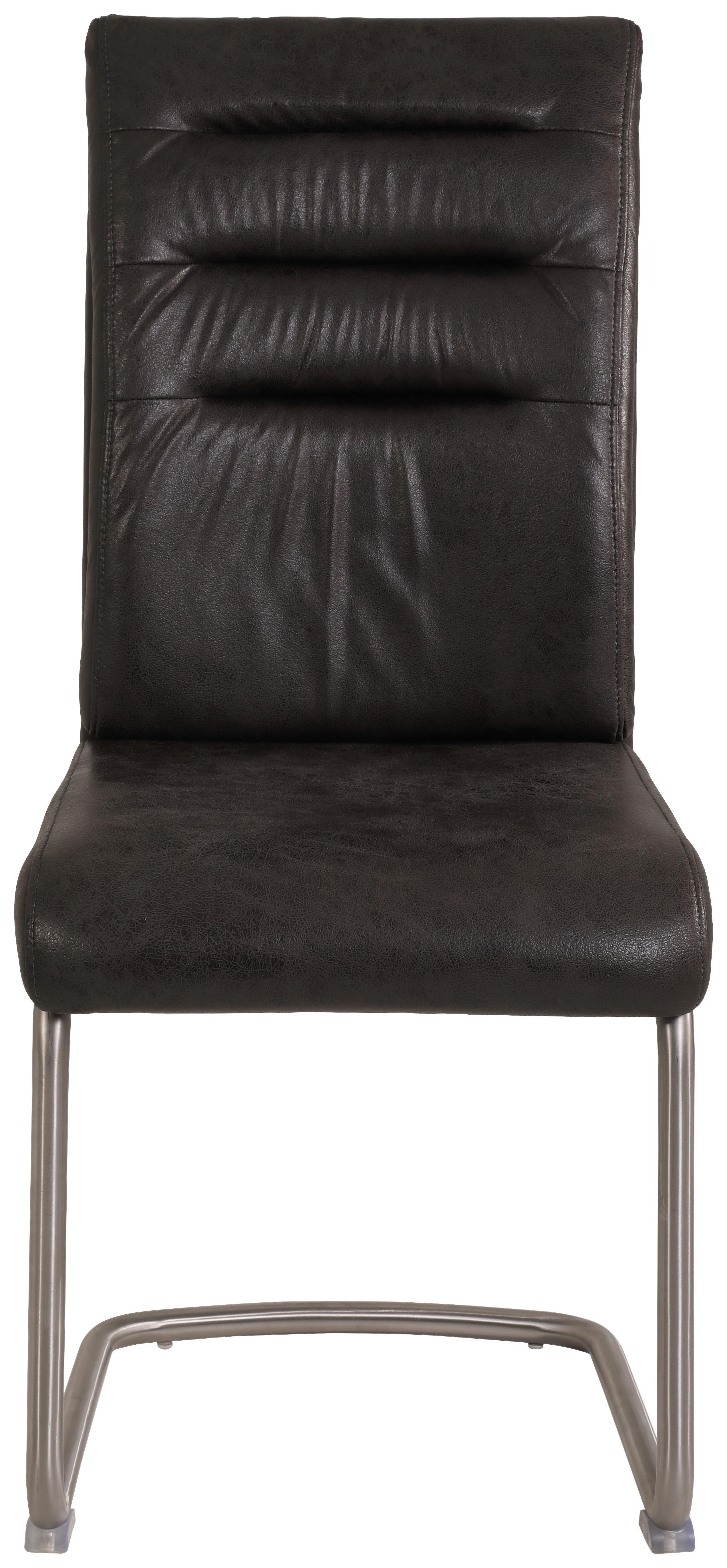 Schwingstuhl Paula Anthrazit Lederlook 5er-Set - Edelstahlfarben/Anthrazit, MODERN, Textil/Metall (45/102/65cm) - MID.YOU