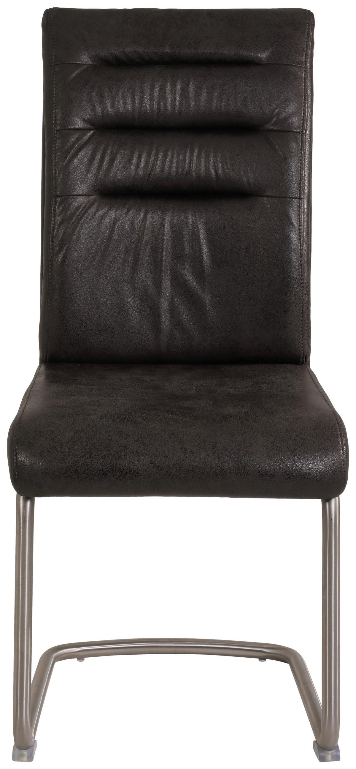 Schwingstuhl Paula Anthrazit Lederlook 5er-Set - Edelstahlfarben/Anthrazit, MODERN, Textil/Metall (45/102/65cm) - MID.YOU